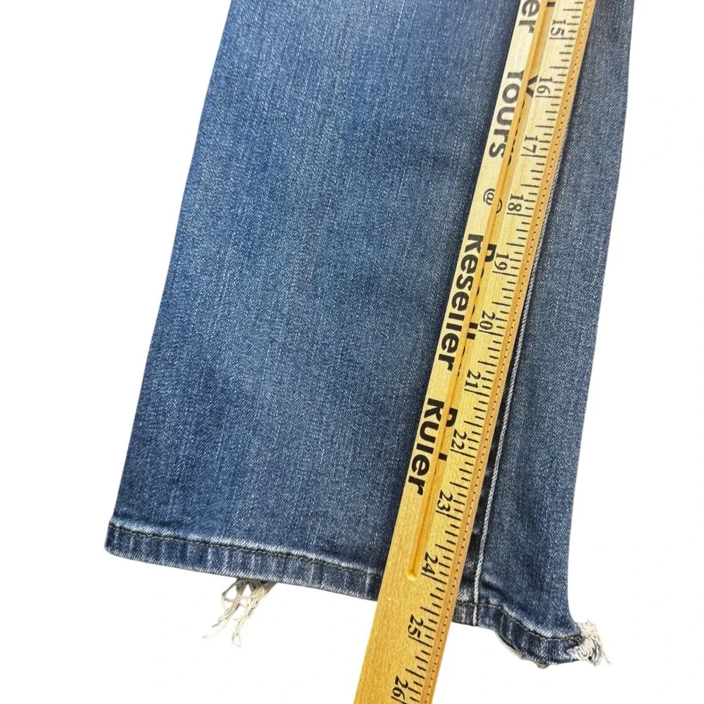 J Brand Jeans Womens 27 Blue Medium Wash Raw Hem Cropped Flare Denim Kick - Picture 7 of 8